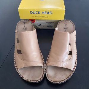 Duck head leather Shelly Wedges in sand color